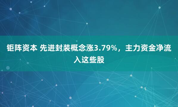 钜阵资本 先进封装概念涨3.79%，主力资金净流入这些股