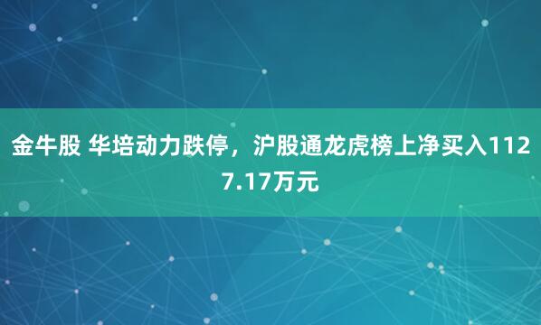 金牛股 华培动力跌停，沪股通龙虎榜上净买入1127.17万元